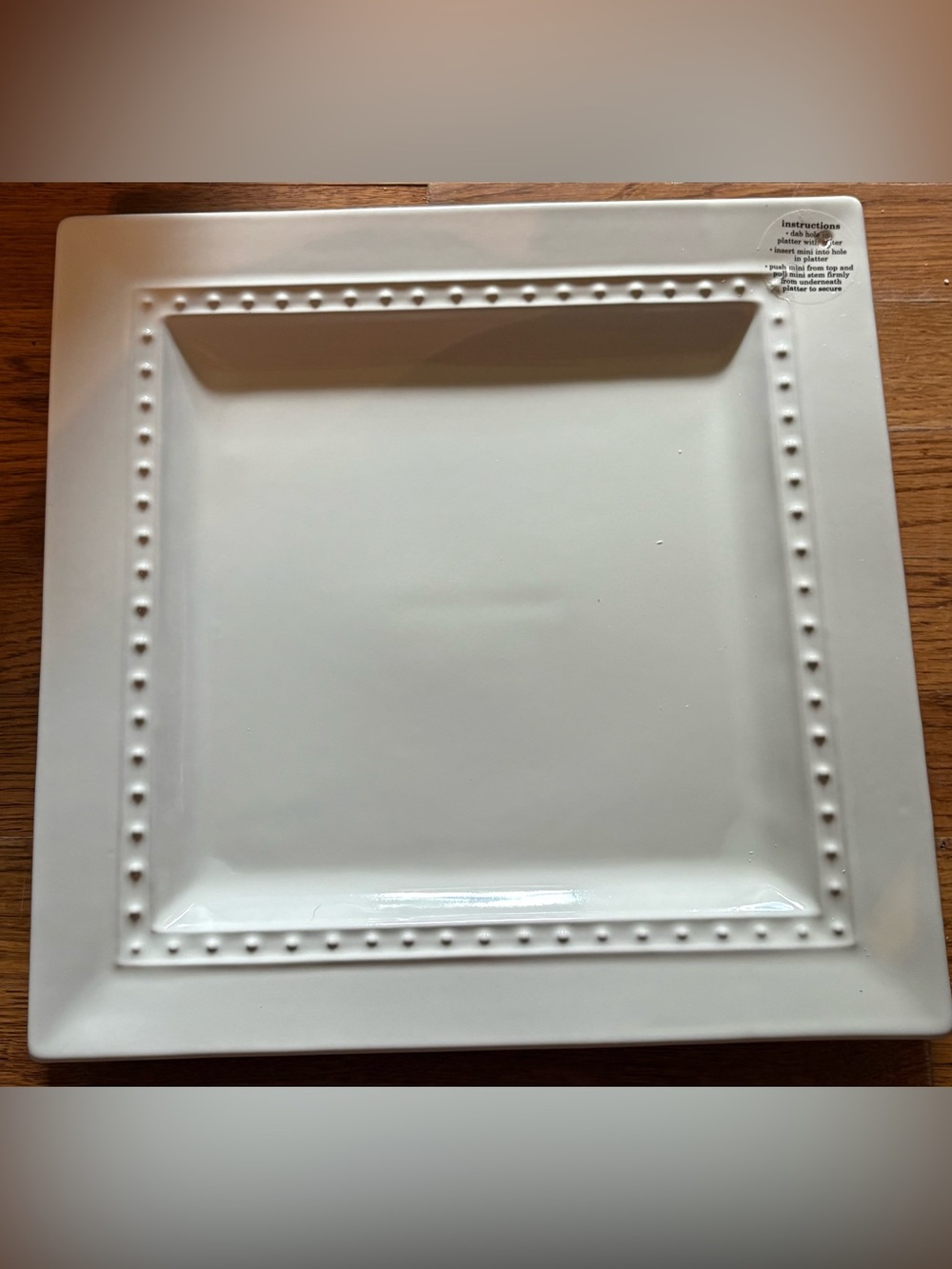Nora Fleming 13.25 Inch Square Pearl Dot Ceramic Platter NWOT - Discontinued